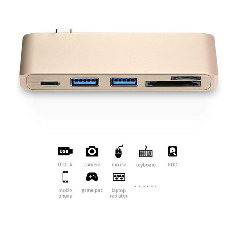 AussieSuperStore Homeware Supplies Type-C USB 3.0 3 in 1 Hub - Passthrough USBC Combo Charging Hub for MacBook TypeC USB 3.0 3in1 Hub Passthrough USBC Combo Charging Hub for MacBook ZMCHUBCOMBOGOLD